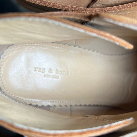 Rag & Bone Harrow Boot Tan Nubuck Booties Suede Leather Block Heel Size 39 - Picture 10 of 12